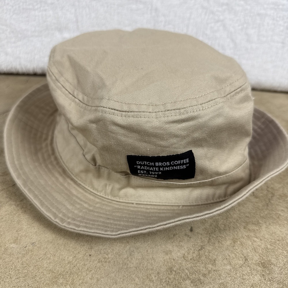 Dutch Bros Coffee Cotton Canvas Beige Bucket Hat w/ Pocket Adult One‎ Size